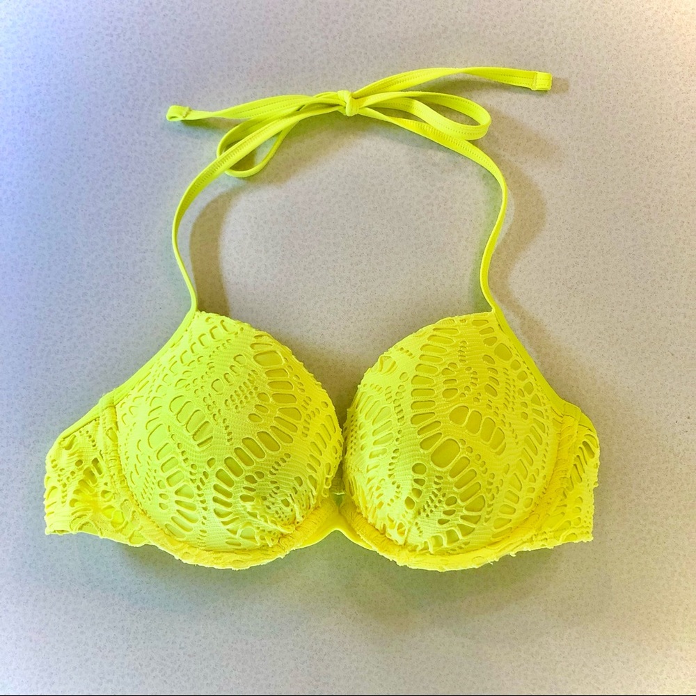 ☀️ LIKE NEW AERIE American Eagle PERKIER PUSH-UP padded bikini bra swim top 34C